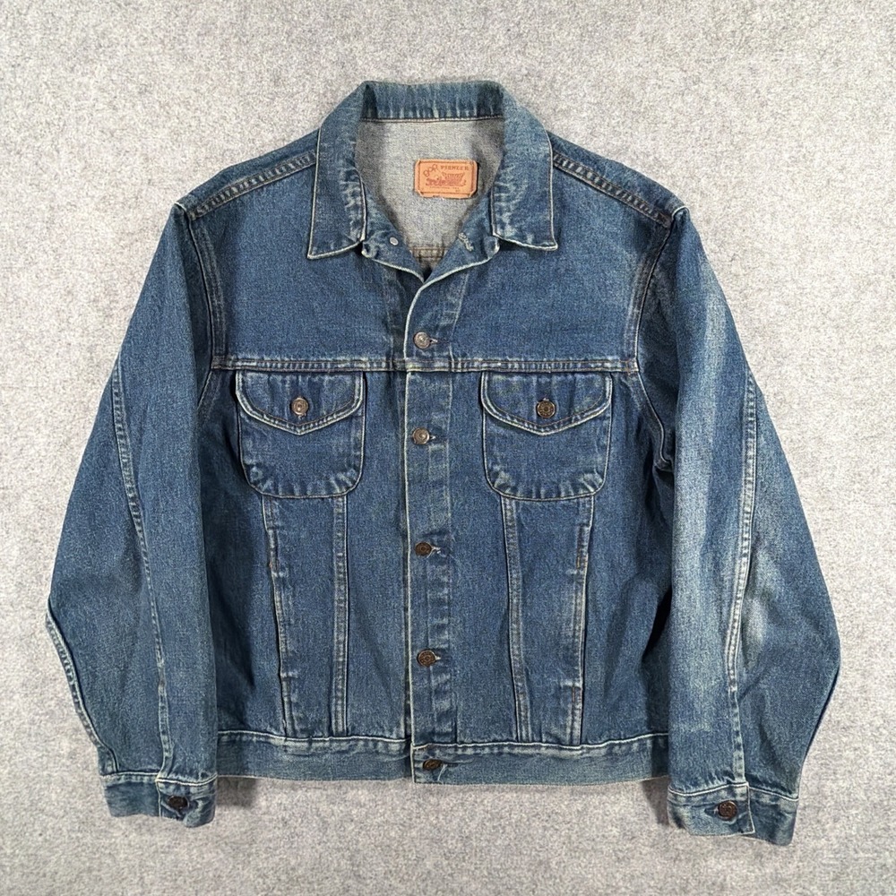 Vintage 90s GAP Pioneer Denim Jean Trucker Jacket Medium Wash USA Large